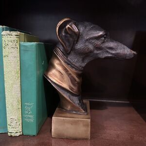 Metal Greyhound Dog Statue Figurine Sculpture Table Top Bookend Shelf Deco